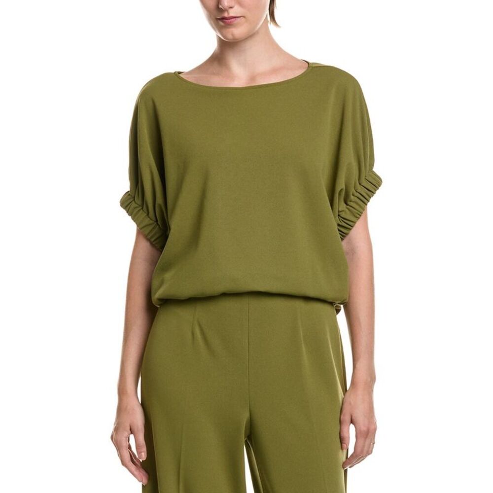 Anne Klein Womens  Elastic Sleeve Dolman T-Shirt, Green